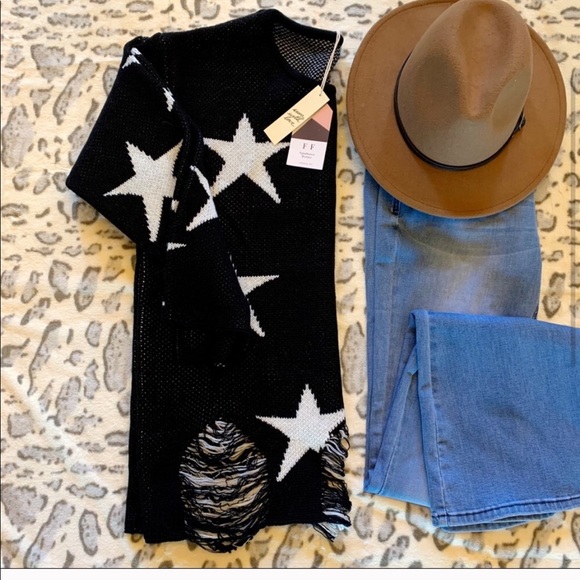 Last! Figleaffashion star print distressed sweater - Picture 5 of 6